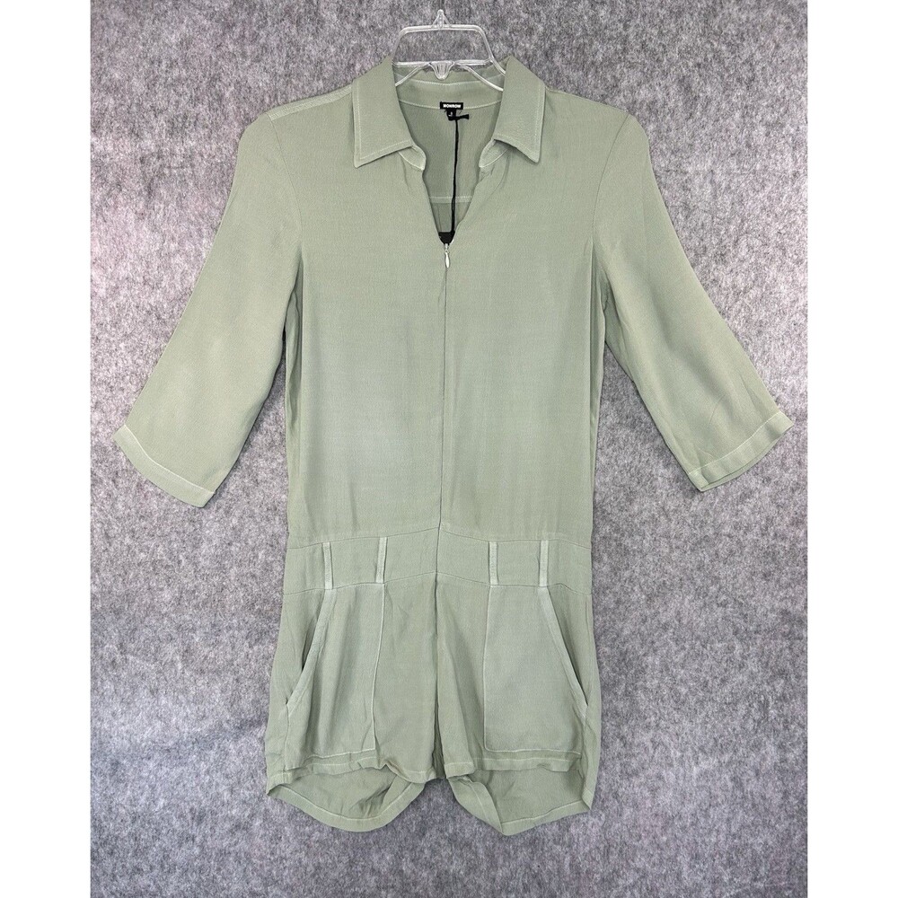 Monrow Women’s Size Small Romper Pockets Olive Green Boho
